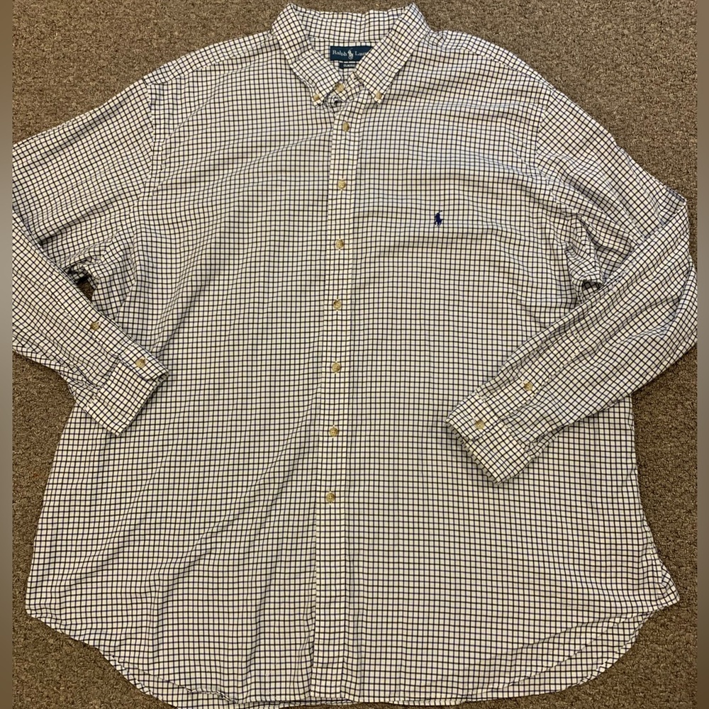 Polo by Ralph Lauren White and Navy Check Button-Down Shirt